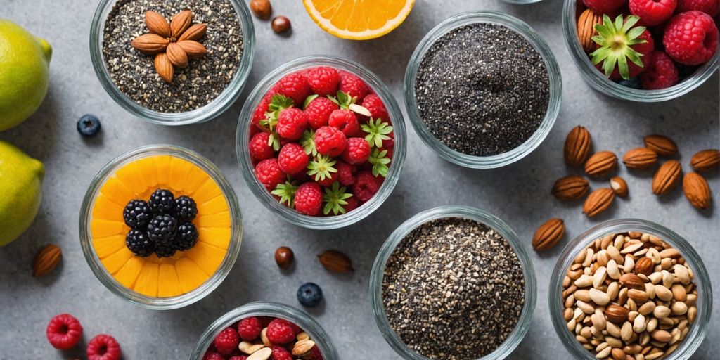 Chia seeds with fruits and nuts